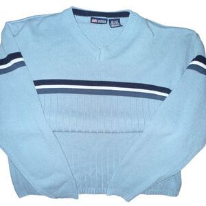 Men’s Vintage Large v-neck Faded Glory striped Fall Winter sweater